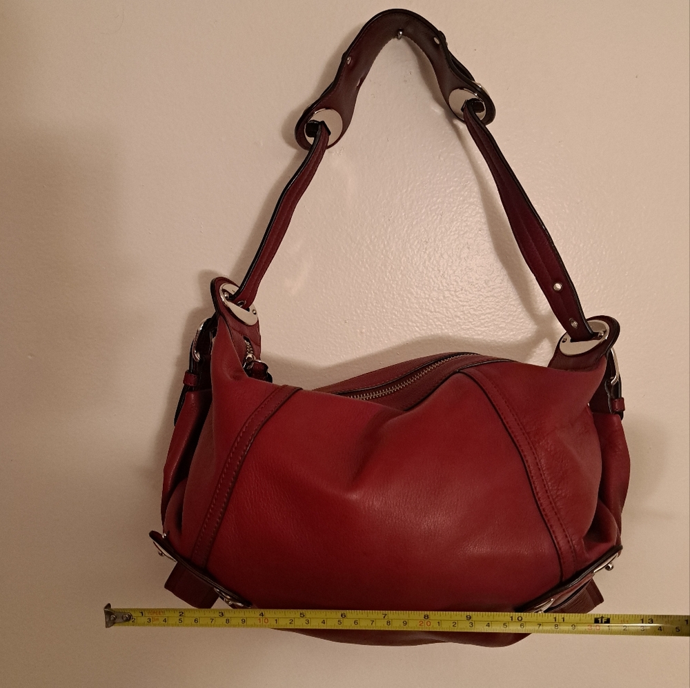 B. Makowsky Top Handle Buckle Detail Leather Slouchy Bag - Picture 10 of 11